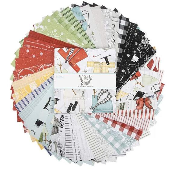 Riley Blake Fat Quarter Bundle 41 Piece White As Snow Fabric Cotton Holiday - Picture 1 of 6